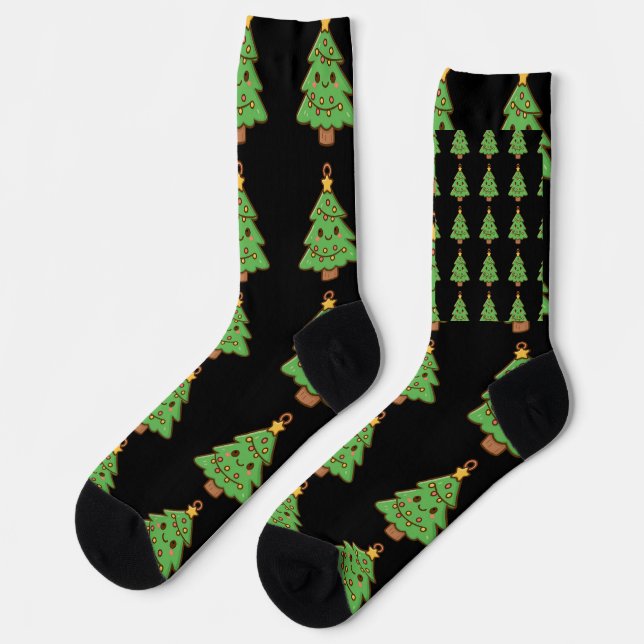 Calcetines Cute Kawaii Christmas Tree Shirt • Cute Holiday Gi (Izquierda)