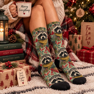 Calcetines Cute Mapache Navidad