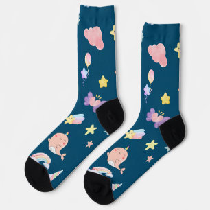 Calcetines Cute Narwhal Fish Unicorn Arcoiris cumpleaños