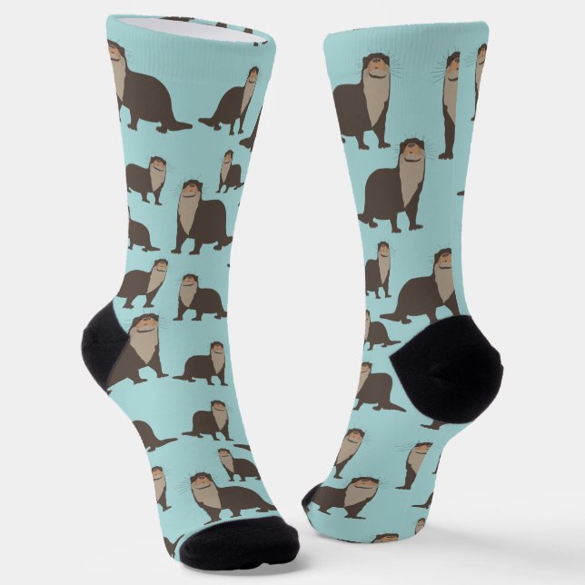 Calcetines Cute Otter Illustration Pattern (Angular)
