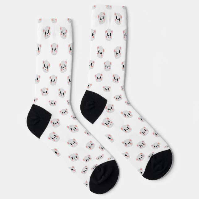 Calcetines Cute Panda Grid Crew Socks (Derecha)