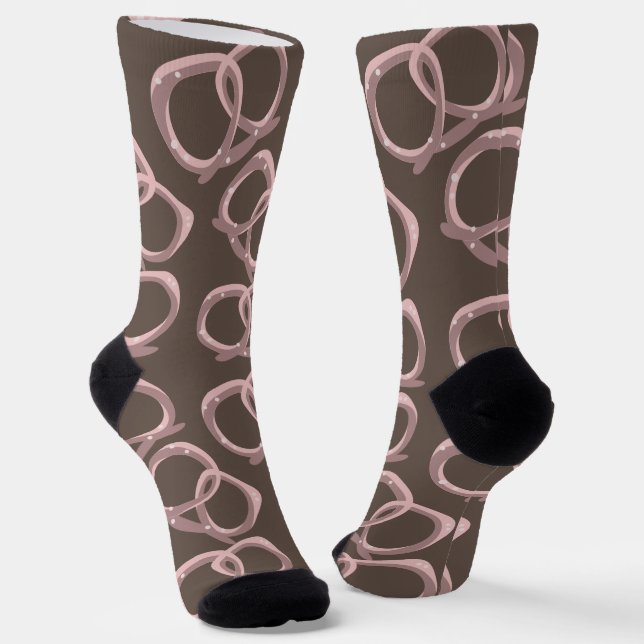 Calcetines Cute Pretzels Salado Snack Pink Brown (Angular)