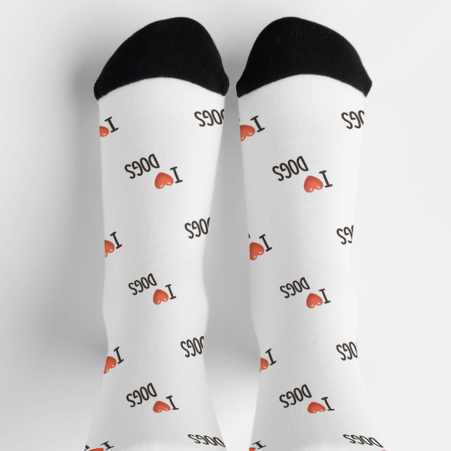 Calcetines Cute Puppy I Love Dogs Pattern Crew Socks (Arriba)