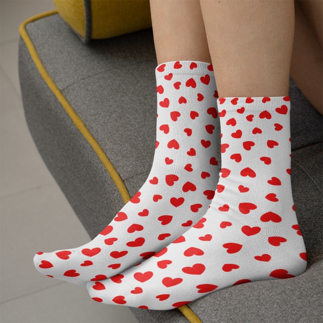 Calcetines Cute Red Hearts Valentines Day (Subido por el creador)