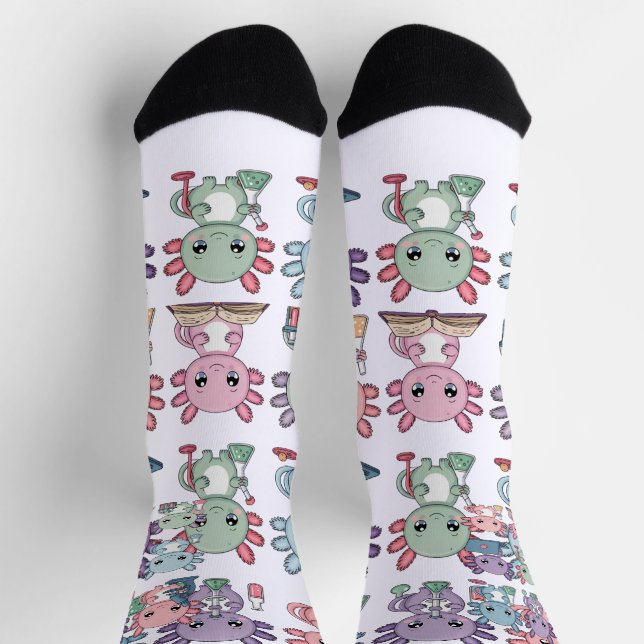 Calcetines Cute Science Axolotl Grid (Arriba)
