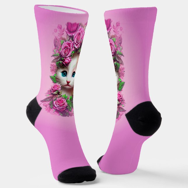 Calcetines Cute Shabby Chic Kitten, Rosa Rosa Rosa (Angular)
