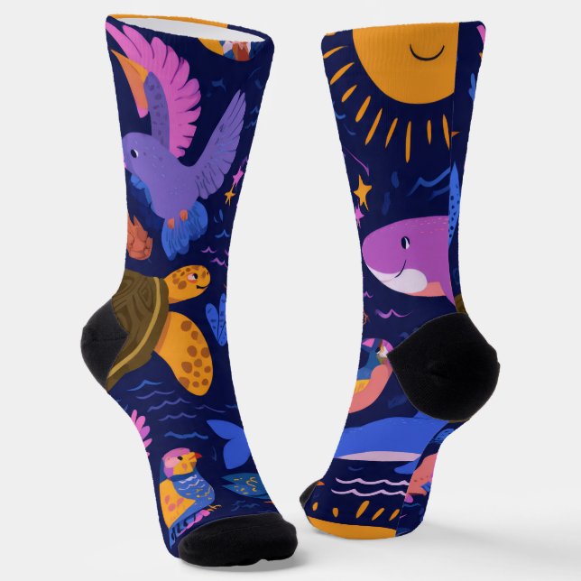 Calcetines Cute Tropical Animals Crew Socks Gift (Angular)