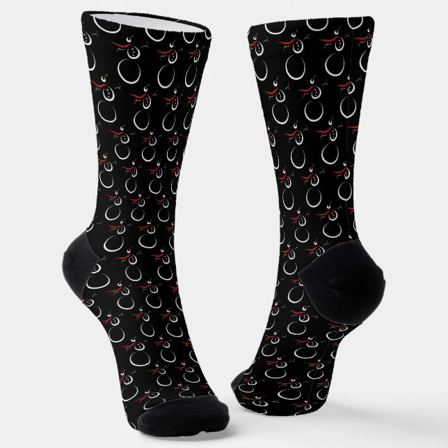 Calcetines Cute Winter Snowman Pattern Black (Angular)
