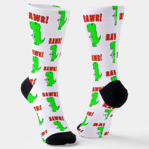 Calcetines Cute y enojado dinosaurio T-Rex de dibujos animado