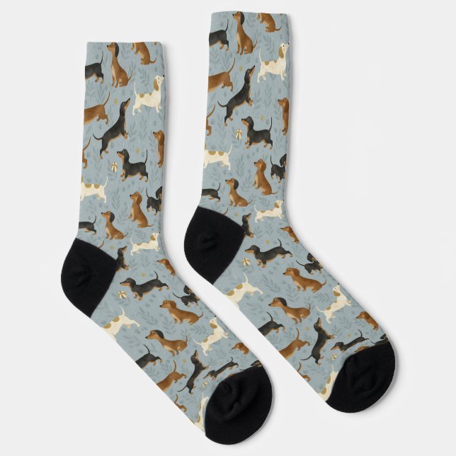 Calcetines Dachshund Cartoon Pattern (Derecha)