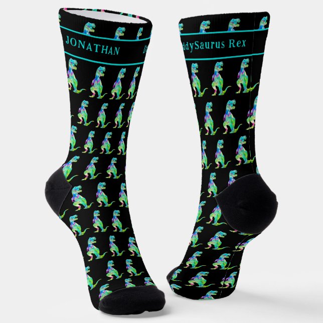 Calcetines Daddy saurus Personalizado Dinosaurio divertido pa (Angular)