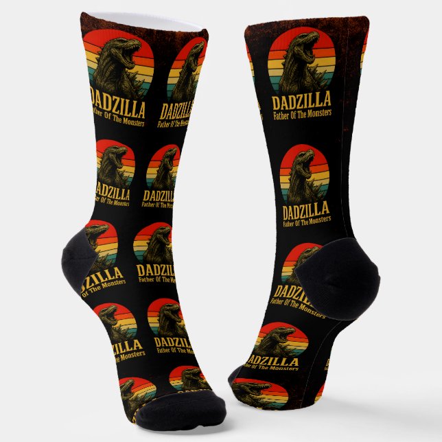 Calcetines Dadzilla Padre De Los Monstruos Día Del Padre (Angular)