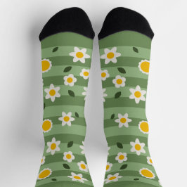 Calcetines DAISY GREEN - Lazos florales divertidos sostenible