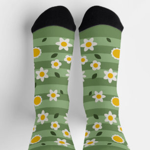 Calcetines DAISY GREEN - Lazos florales divertidos sostenible