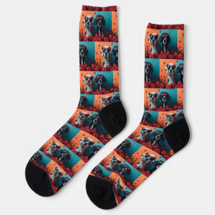 Calcetines Dálmata con rosas del corazón día de San Valentín