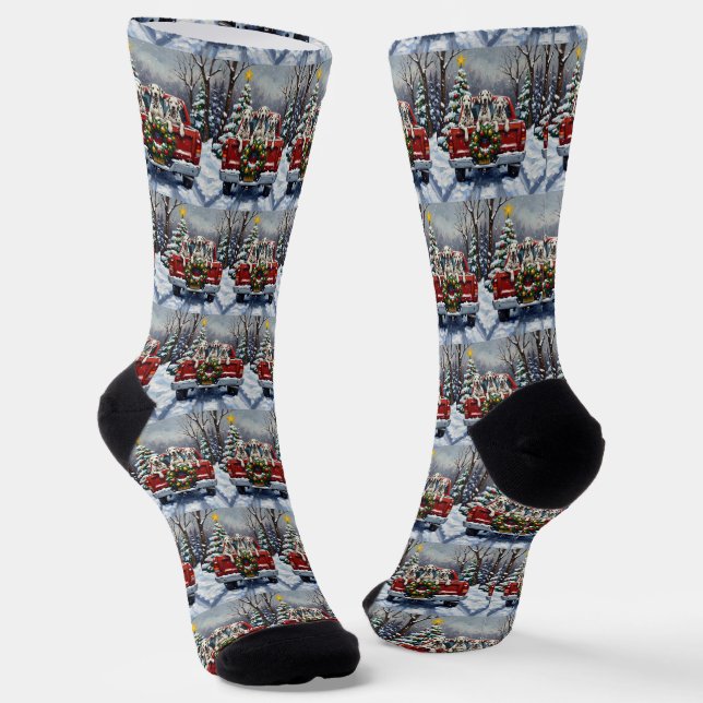Calcetines Dalmatian Christmas Red Truck Holiday (Angular)