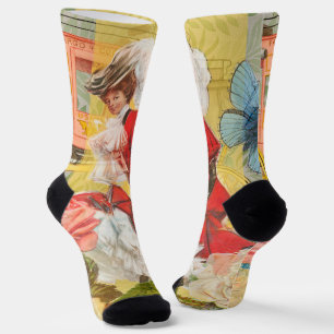 Calcetines Dama victoriana mujer elegante rica ilustración ro