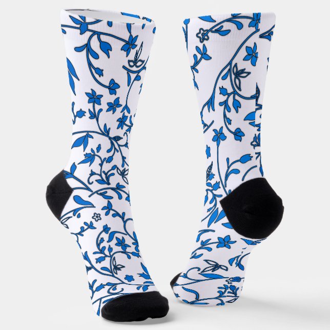 Calcetines Damascos Azules Sobre Blanco (Angular)