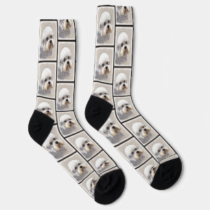 Calcetines Dandie Dinmont Terrier Pintura Original De Perro