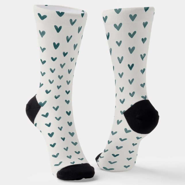 Calcetines Dark Teal Heart Pattern Socks (Angular)