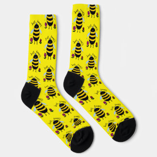 Calcetines de abeja de dibujos animados felices