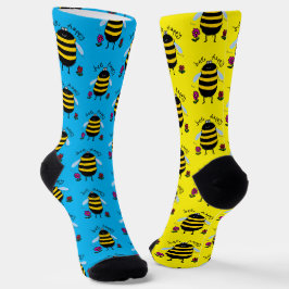 Calcetines de abeja de dibujos animados Feliz abej