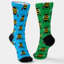Calcetines de abeja de dibujos animados Feliz abej