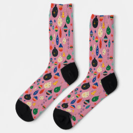 calcetines de adorno de Navidad rosa