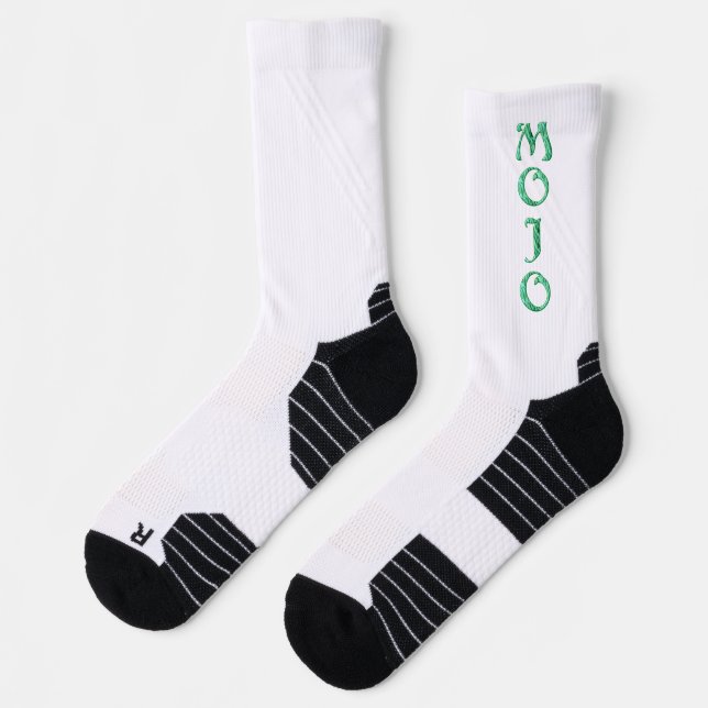 Calcetines de alto rendimiento Mojo verde y blanco (Izquierda)
