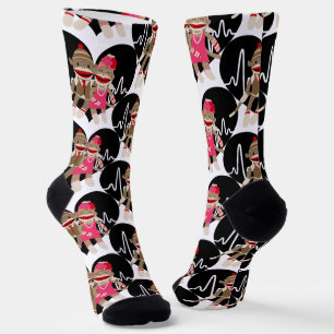 Calcetines de amor de monos de media luna