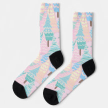 Calcetines de árbol de Navidad pastelinos de estil