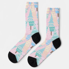 Calcetines de árbol de Navidad pastelinos de estil