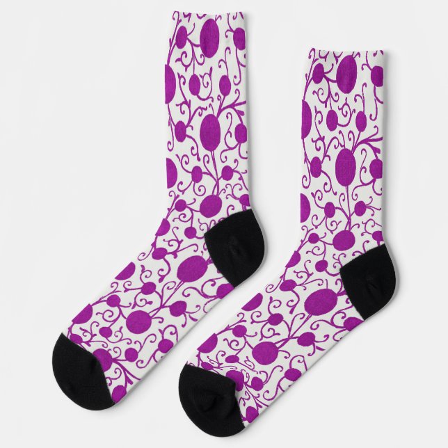 Calcetines de arte caprichosos con lunares morados (Izquierda)