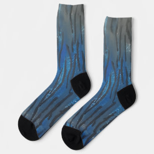 Calcetines de arte de línea azul gris negro