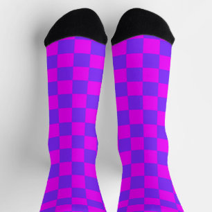 Calcetines de bloques púrpura y rosa