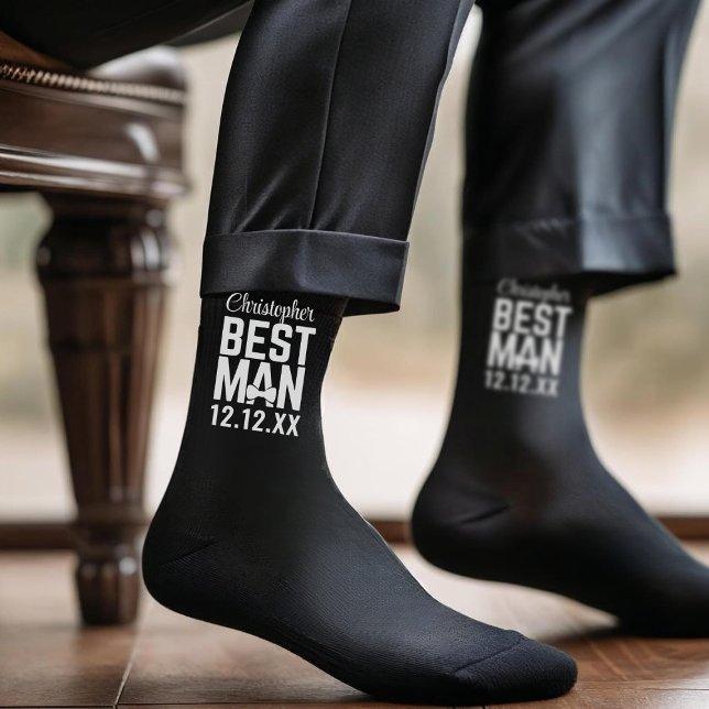 Calcetines de boda para el padrino de despedida de (Best Man Socks for your Best Man. Add his name and your wedding date!)
