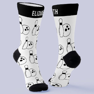 Calcetines de bolos personalizados en blanco y neg