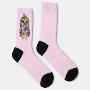 Calcetines de búho rosado