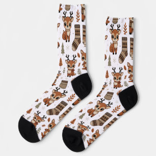 Calcetines de caída de ciervo lindo - Diseño de pa