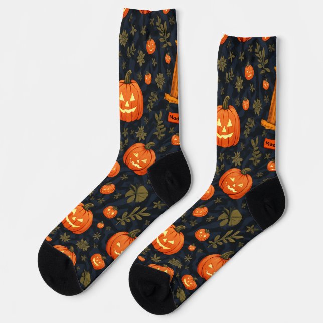 calcetines de calabaza de halloween (Izquierda)
