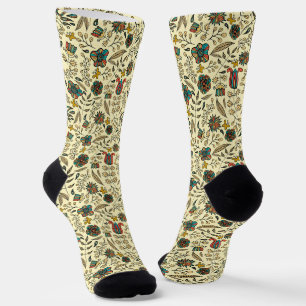 Calcetines de color azul estilo vintage con patrón