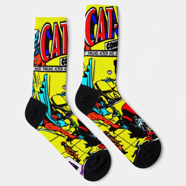 Calcetines de cómics de CAT-MAN de la década de 19 (Derecha)