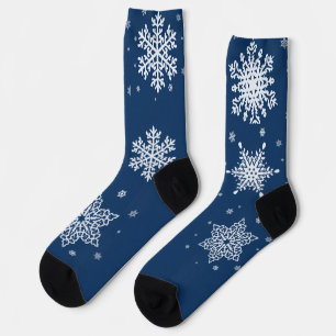 Calcetines de copo de nieve azules y blancos media