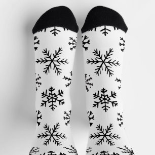 Calcetines de copos de nieve negros y blancos