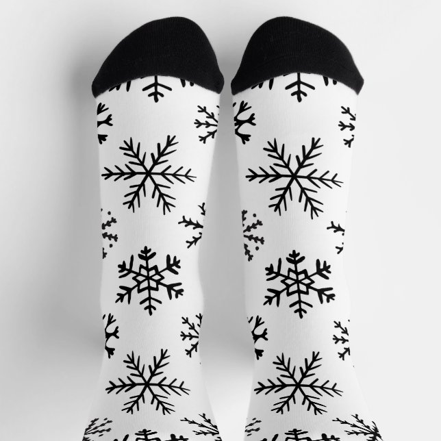 Calcetines de copos de nieve negros y blancos (Arriba)