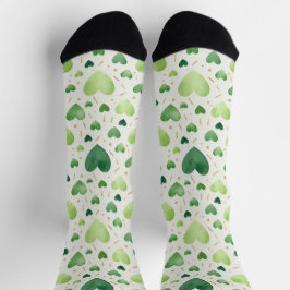 Calcetines de Corazón de Acuarela Esmeralda Fresca
