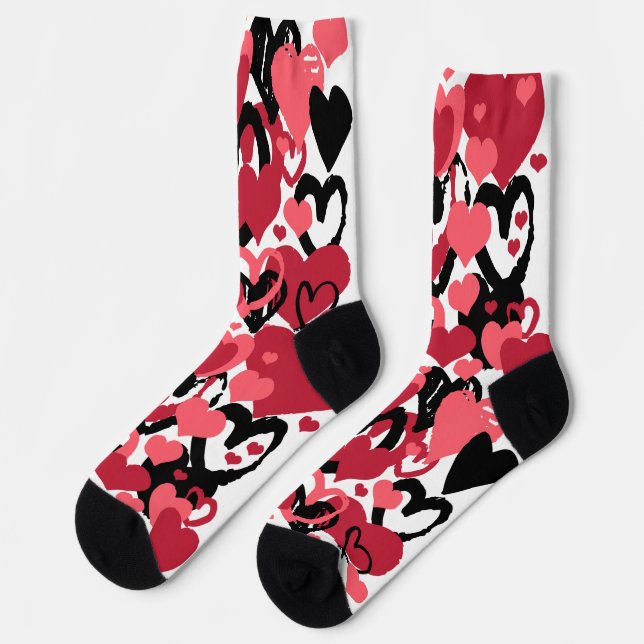 calcetines de corazones negros rosados (Izquierda)
