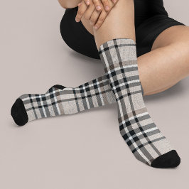 Calcetines de Cuadro Beige