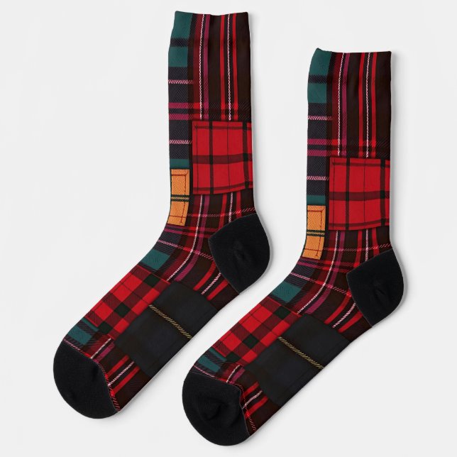 calcetines de cuadros parchados (Izquierda)