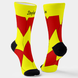 Calcetines de diseño Art Deco Amarillo Rojo